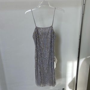 Silver Sequin and Beaded Cocktail Dress